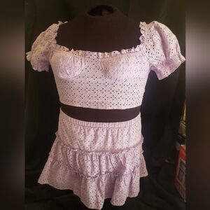 Love Tree 2 pc Lilac Top and Skirt size Large.  FF86